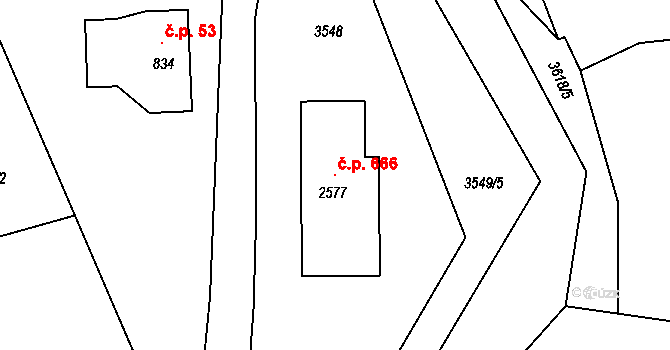 Morávka 666 na parcele st. 2577 v KÚ Morávka, Katastrální mapa