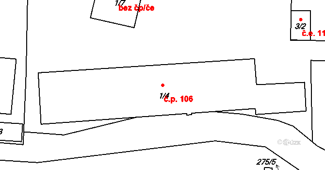 Pávov 106, Jihlava na parcele st. 1/4 v KÚ Pávov, Katastrální mapa