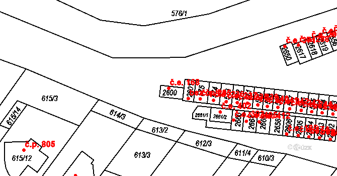 Veverská Bítýška 168 na parcele st. 2600 v KÚ Veverská Bítýška, Katastrální mapa
