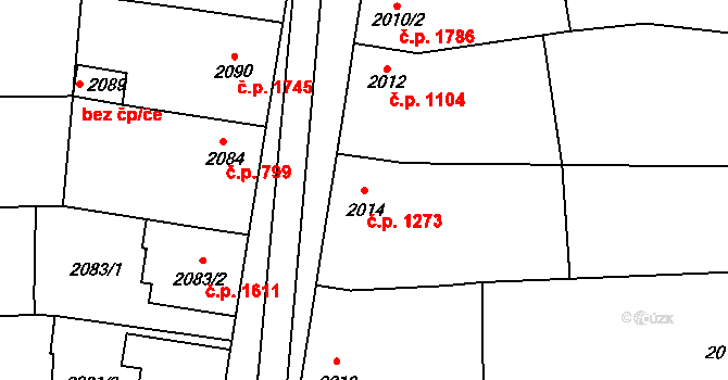 Vracov 1273 na parcele st. 2014 v KÚ Vracov, Katastrální mapa
