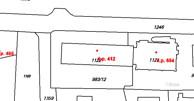 Horní Těrlicko 412, Těrlicko na parcele st. 1122 v KÚ Horní Těrlicko, Katastrální mapa