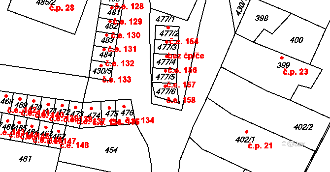 Miřetice u Klášterce nad Ohří 158, Klášterec nad Ohří na parcele st. 477/6 v KÚ Miřetice u Klášterce nad Ohří, Katastrální mapa