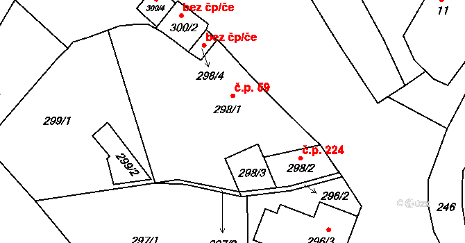Čelkovice 59, Tábor na parcele st. 298/1 v KÚ Čelkovice, Katastrální mapa