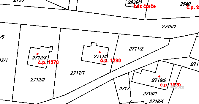 Smržovka 1290 na parcele st. 2711/3 v KÚ Smržovka, Katastrální mapa