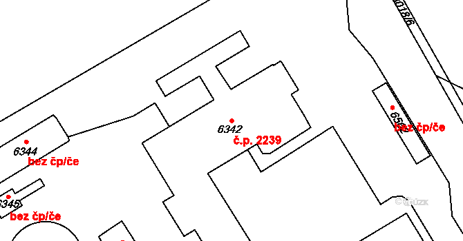 Cheb 2239 na parcele st. 6342 v KÚ Cheb, Katastrální mapa