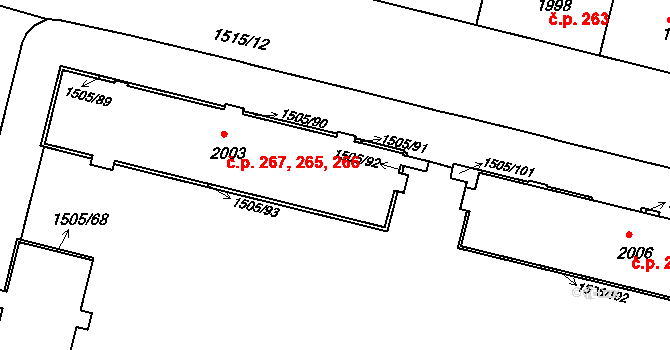 Kryblice 265,266,267, Trutnov na parcele st. 2003 v KÚ Trutnov, Katastrální mapa