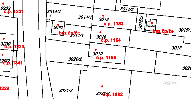 České Budějovice 6 1155, České Budějovice na parcele st. 3019 v KÚ České Budějovice 6, Katastrální mapa