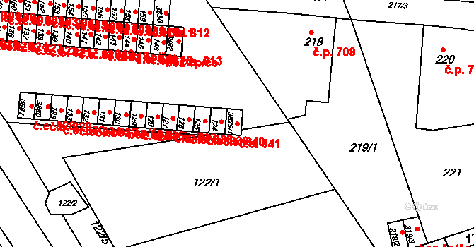 Kuřim 841 na parcele st. 3829/1 v KÚ Kuřim, Katastrální mapa