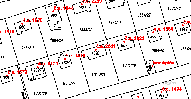 Litice 2041, Plzeň na parcele st. 3512 v KÚ Valcha, Katastrální mapa