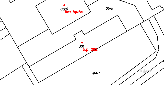 Butovice 202, Studénka na parcele st. 35 v KÚ Butovice, Katastrální mapa