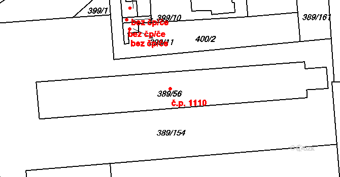 Pohořelice 1110 na parcele st. 389/56 v KÚ Pohořelice nad Jihlavou, Katastrální mapa