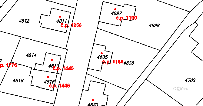 Varnsdorf 1186 na parcele st. 4635 v KÚ Varnsdorf, Katastrální mapa