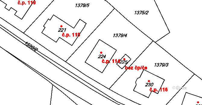Netín 114 na parcele st. 224 v KÚ Netín, Katastrální mapa