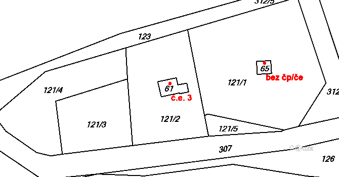 Lhota 3, Trutnov na parcele st. 61 v KÚ Bezděkov u Trutnova, Katastrální mapa