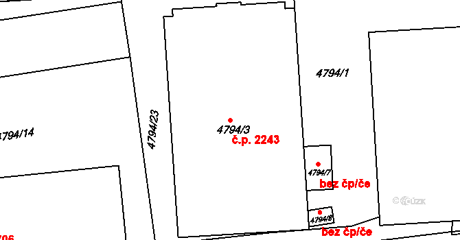 Předměstí 2243, Litoměřice na parcele st. 4794/3 v KÚ Litoměřice, Katastrální mapa
