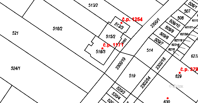 Svatobořice 1171, Svatobořice-Mistřín na parcele st. 518/3 v KÚ Svatobořice, Katastrální mapa