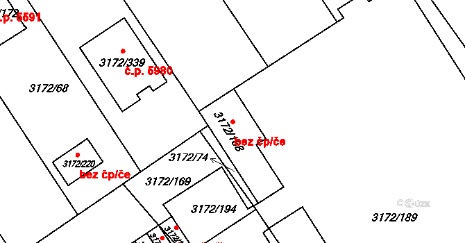 Chomutov 39090876 na parcele st. 3172/188 v KÚ Chomutov II, Katastrální mapa