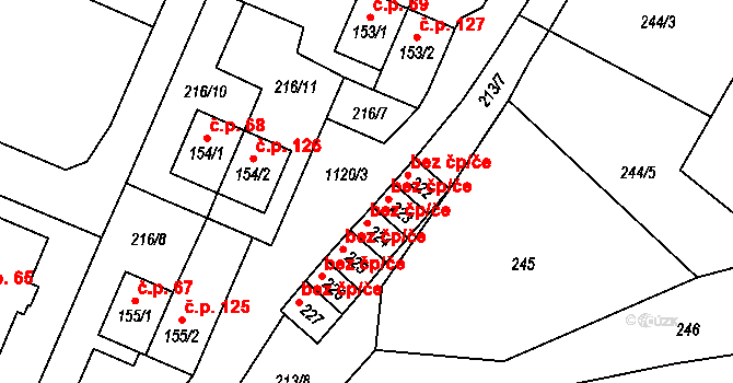 Horní Pěna 41033876 na parcele st. 223 v KÚ Horní Pěna, Katastrální mapa