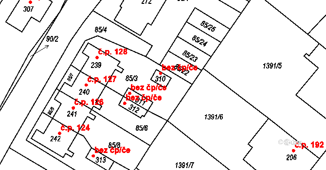 Kochánky 41658876 na parcele st. 310 v KÚ Kochánky, Katastrální mapa