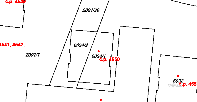 Zlín 4550 na parcele st. 6034/1 v KÚ Zlín, Katastrální mapa