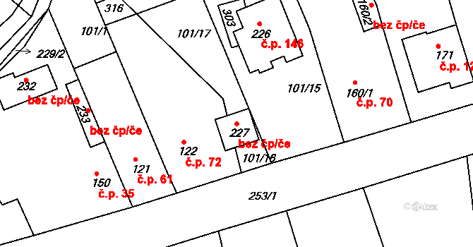Holešov 43145876 na parcele st. 227 v KÚ Količín, Katastrální mapa