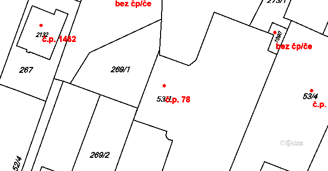 Kateřinky 78, Opava na parcele st. 53/1 v KÚ Kateřinky u Opavy, Katastrální mapa