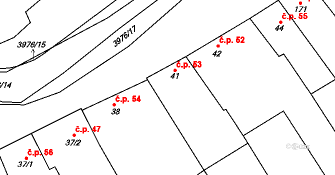 Kudlovice 53 na parcele st. 41 v KÚ Kudlovice, Katastrální mapa