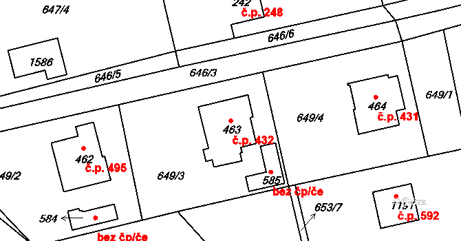 Kaznějov 432 na parcele st. 463 v KÚ Kaznějov, Katastrální mapa