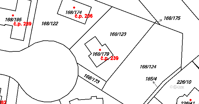 Pitkovice 239, Praha na parcele st. 168/179 v KÚ Pitkovice, Katastrální mapa