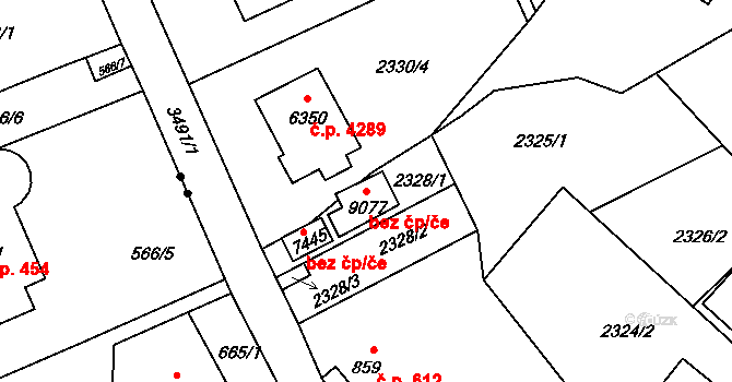 Zlín 78694876 na parcele st. 9077 v KÚ Zlín, Katastrální mapa