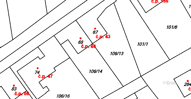 Jakubčovice nad Odrou 43 na parcele st. 67 v KÚ Jakubčovice nad Odrou, Katastrální mapa
