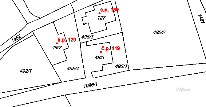 Arnoltice 119 na parcele st. 49/3 v KÚ Arnoltice, Katastrální mapa