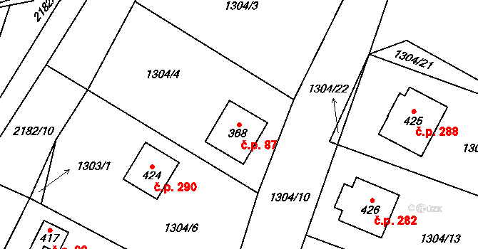 Lipnice nad Sázavou 87 na parcele st. 368 v KÚ Lipnice nad Sázavou, Katastrální mapa