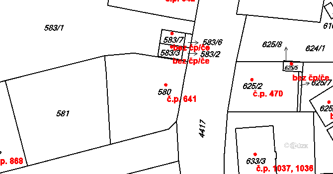 Chotěboř 641 na parcele st. 580 v KÚ Chotěboř, Katastrální mapa