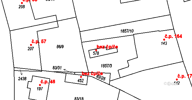 Bečov 96925876 na parcele st. 578 v KÚ Bečov u Mostu, Katastrální mapa