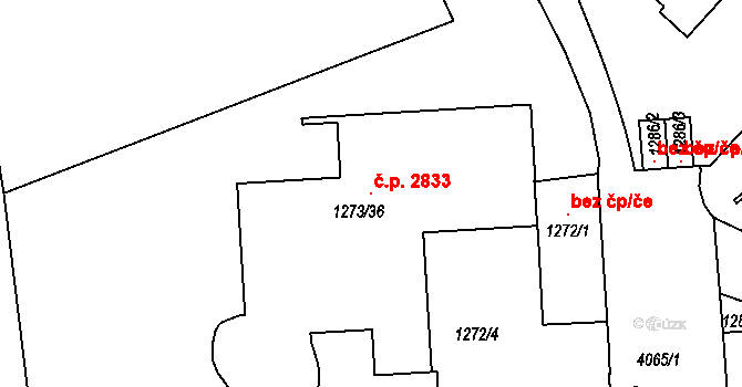 Dejvice 2833, Praha na parcele st. 1273/36 v KÚ Dejvice, Katastrální mapa