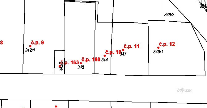Chrást 10 na parcele st. 344 v KÚ Chrást u Poříčan, Katastrální mapa