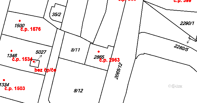 Jablonec nad Nisou 2963 na parcele st. 2865 v KÚ Jablonec nad Nisou, Katastrální mapa