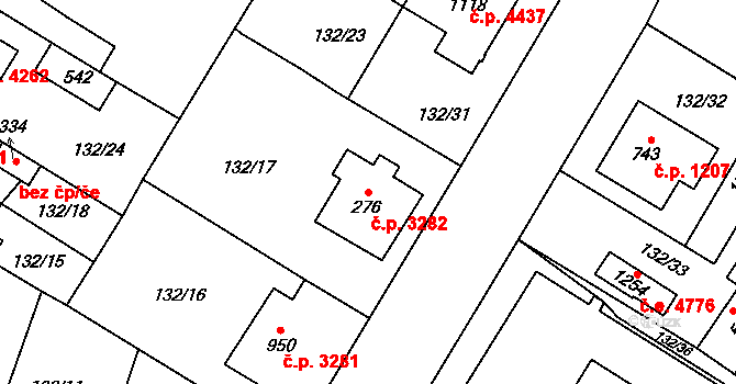 Jihlava 3282 na parcele st. 276 v KÚ Bedřichov u Jihlavy, Katastrální mapa
