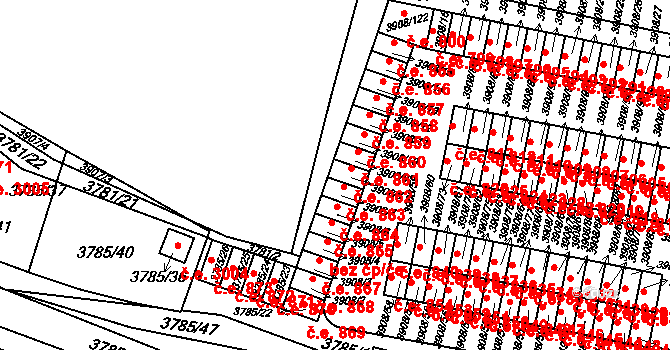 Jihlava 862 na parcele st. 3908/8 v KÚ Jihlava, Katastrální mapa