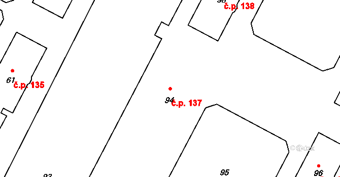 Dolní Líštná 137, Třinec na parcele st. 94 v KÚ Dolní Líštná, Katastrální mapa