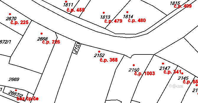 Vracov 368 na parcele st. 2152 v KÚ Vracov, Katastrální mapa