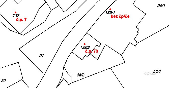 Ruda 73, Tvrdkov na parcele st. 139/2 v KÚ Ruda u Rýmařova, Katastrální mapa