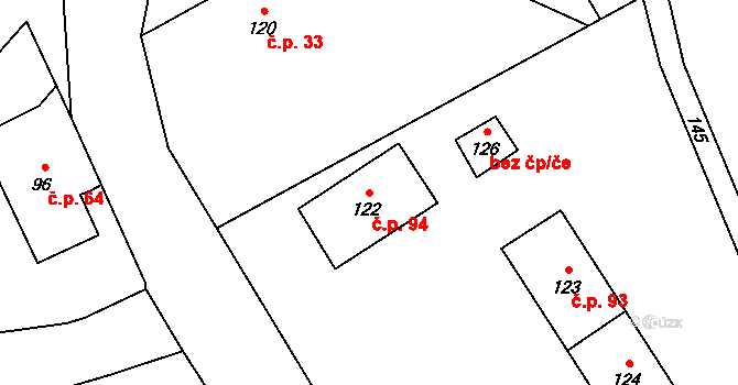 Ondřejov 94, Rýmařov na parcele st. 122 v KÚ Ondřejov u Rýmařova, Katastrální mapa