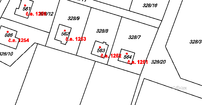 Ládví 1252, Kamenice na parcele st. 563 v KÚ Ládví, Katastrální mapa