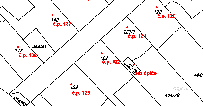 Holohlavy 122 na parcele st. 122 v KÚ Holohlavy, Katastrální mapa
