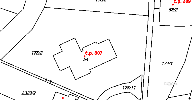 Březová nad Svitavou 307 na parcele st. 54 v KÚ Česká Dlouhá, Katastrální mapa