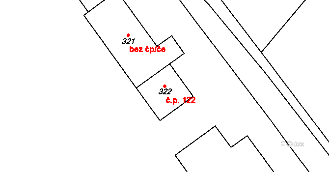 Loukov 122 na parcele st. 322 v KÚ Loukov u Bystřice pod Hostýnem, Katastrální mapa
