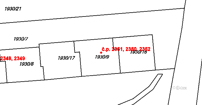 Ústí nad Labem-centrum 2350,2351,2352, Ústí nad Labem na parcele st. 1930/9 v KÚ Ústí nad Labem, Katastrální mapa