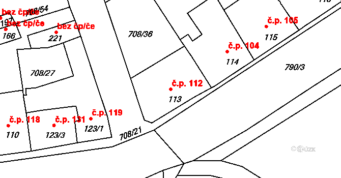 Vršovice 112 na parcele st. 113 v KÚ Vršovice u Loun, Katastrální mapa